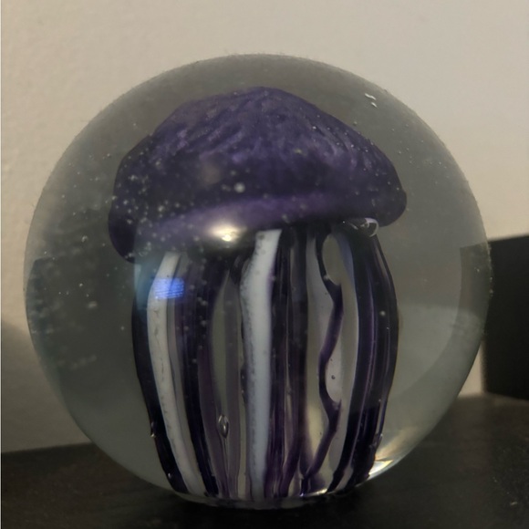 Hand blown Glass Jellyfish In a Glass Globe - Picture 1 of 1